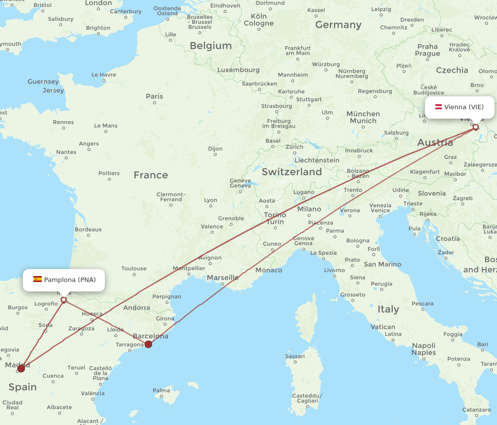 VIE-PNA flight routes