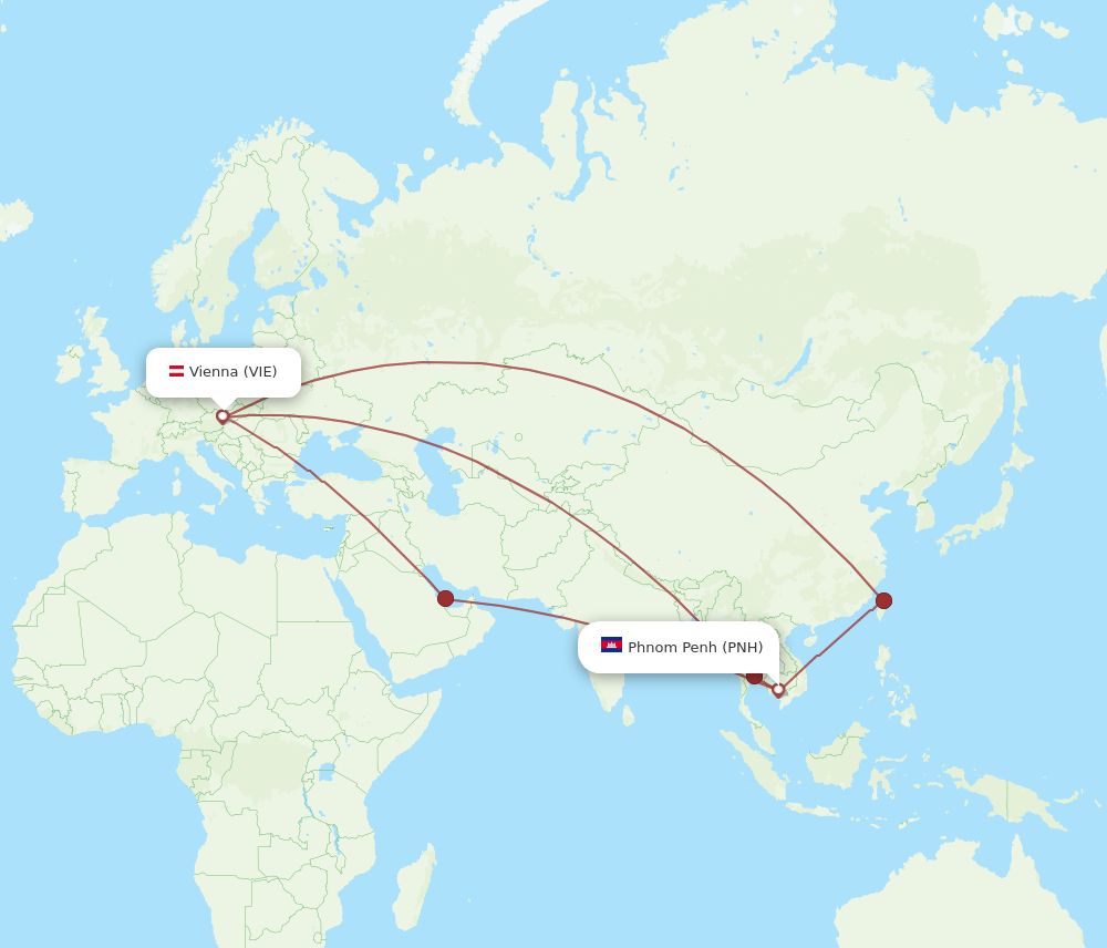 VIE to PNH flights and routes map