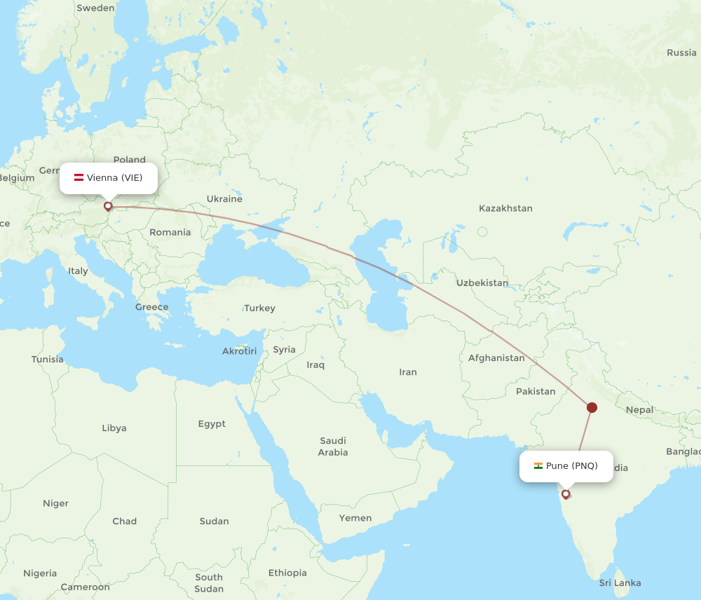 VIE-PNQ flight routes