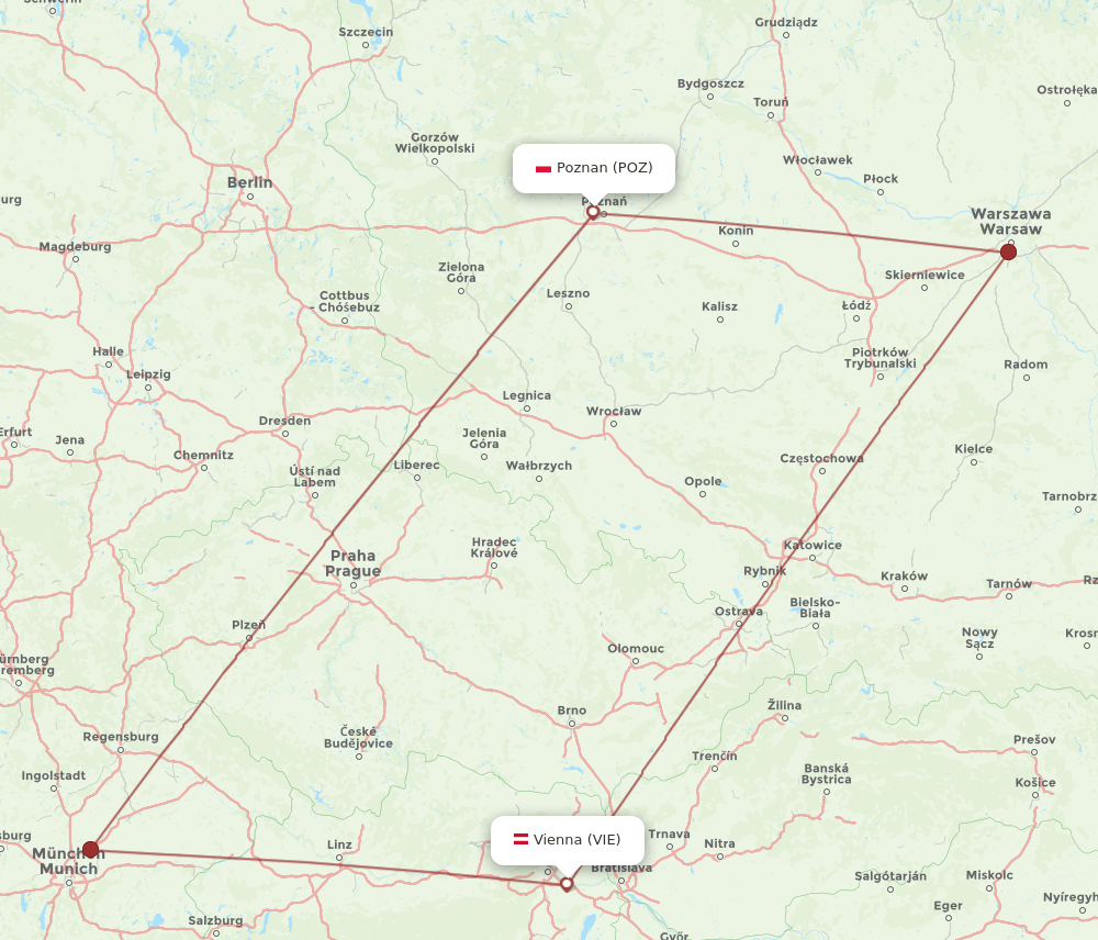 VIE-POZ flight routes