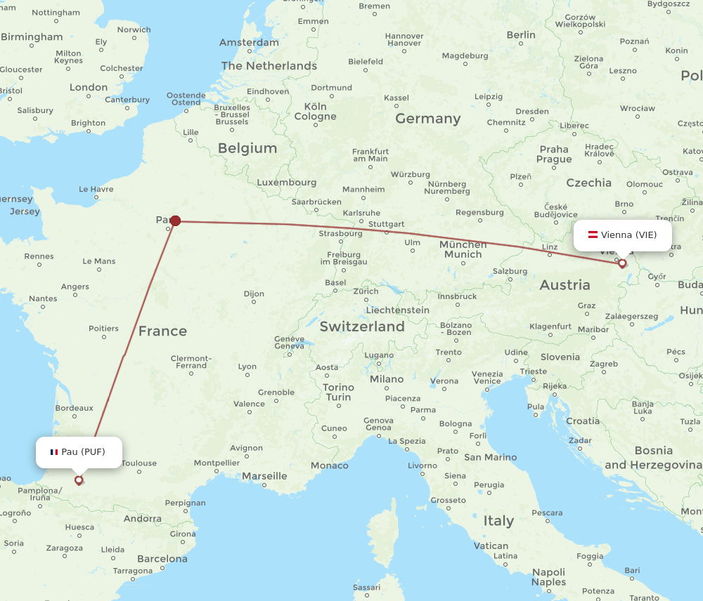 VIE-PUF flight routes