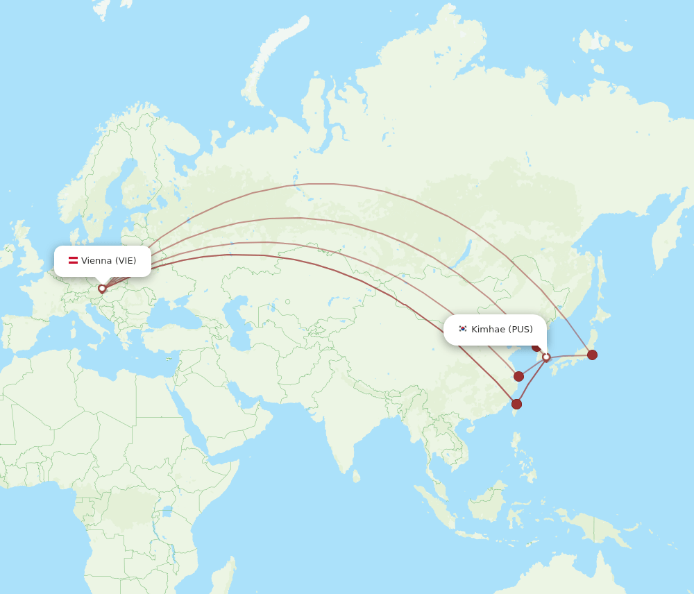 VIE to PUS flights and routes map