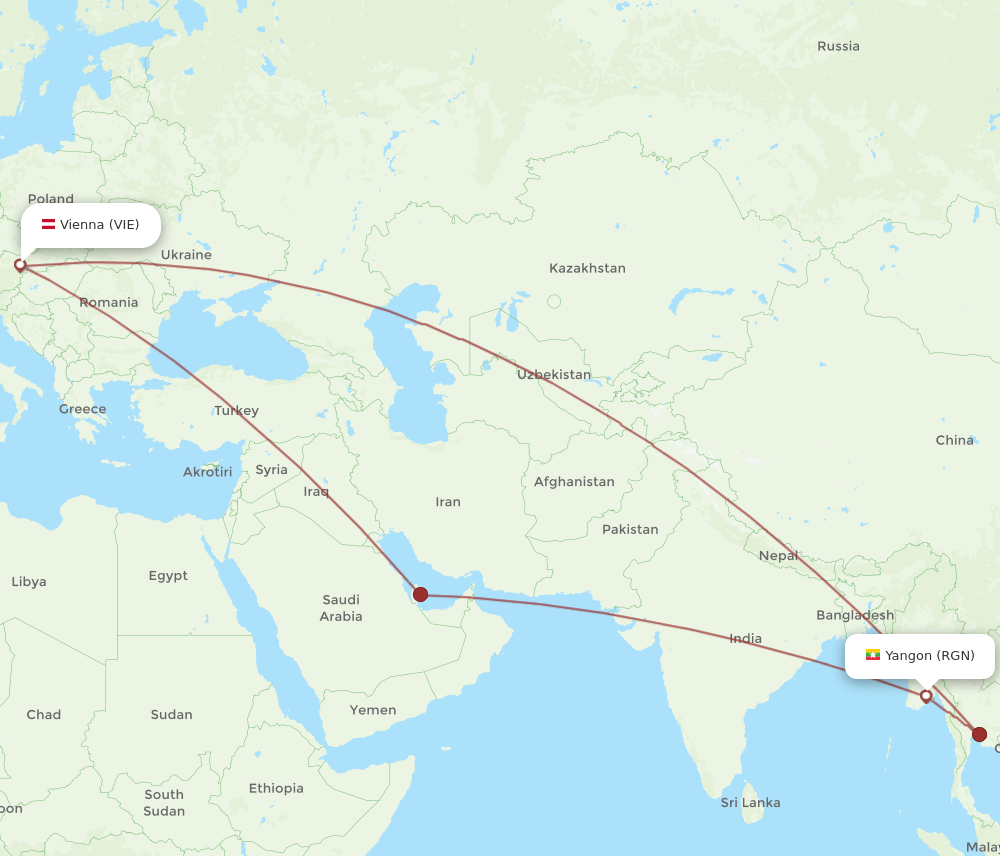 VIE-RGN flight routes