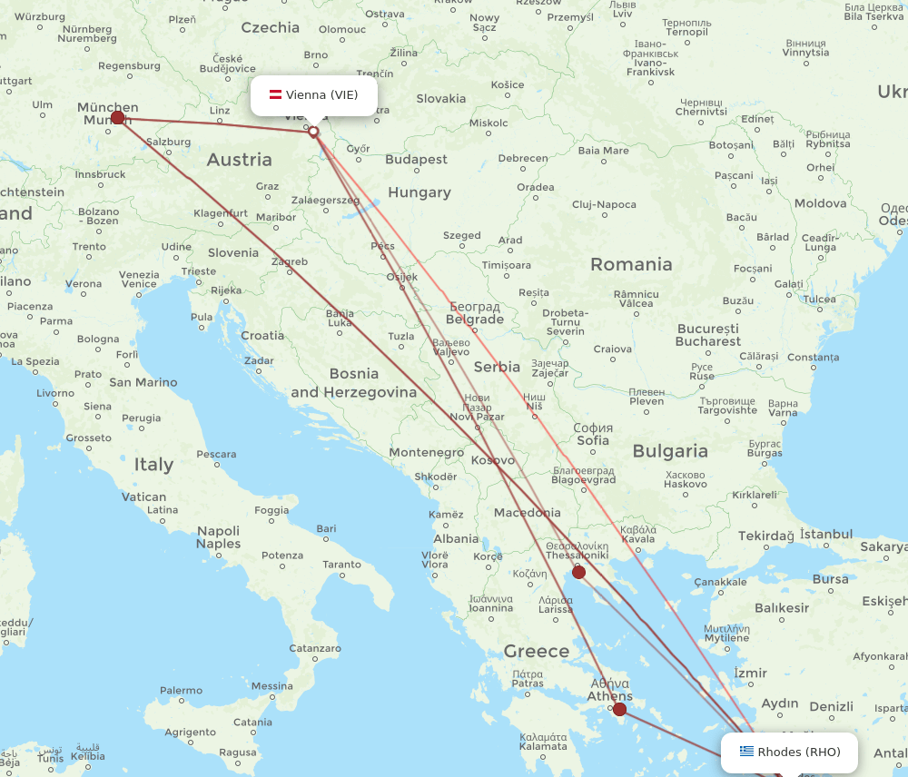 VIE-RHO flight routes