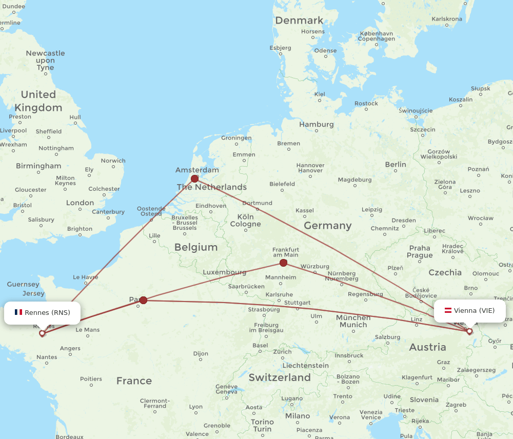 VIE-RNS flight routes
