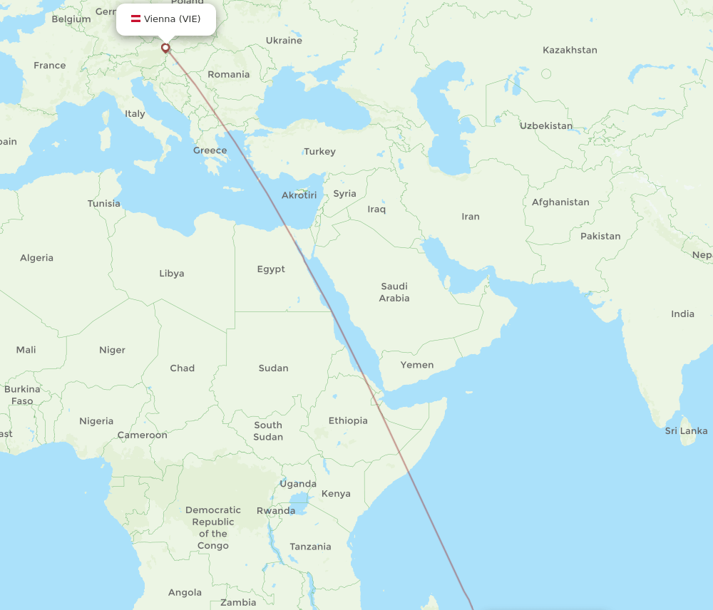 VIE-RRG flight routes