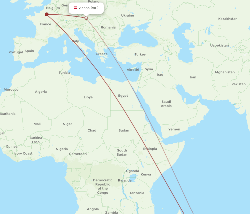 VIE-RUN flight routes