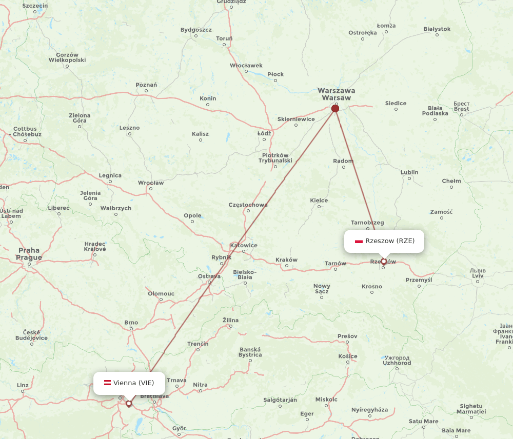 VIE-RZE flight routes