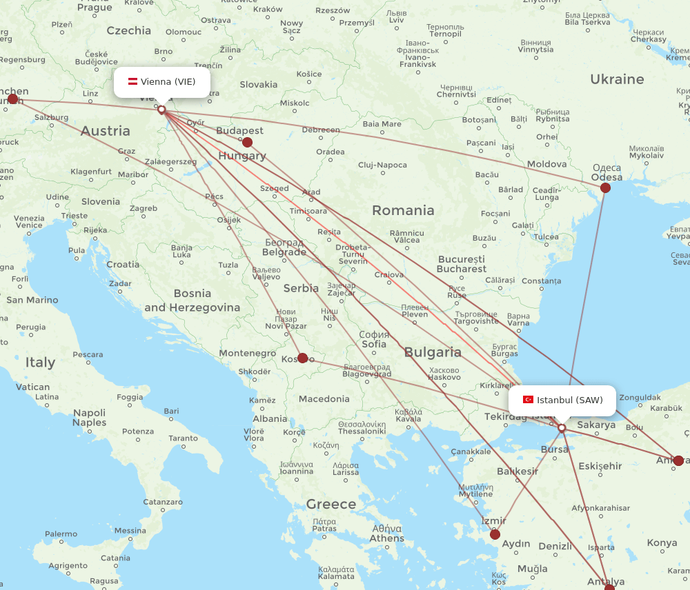 VIE-SAW flight routes