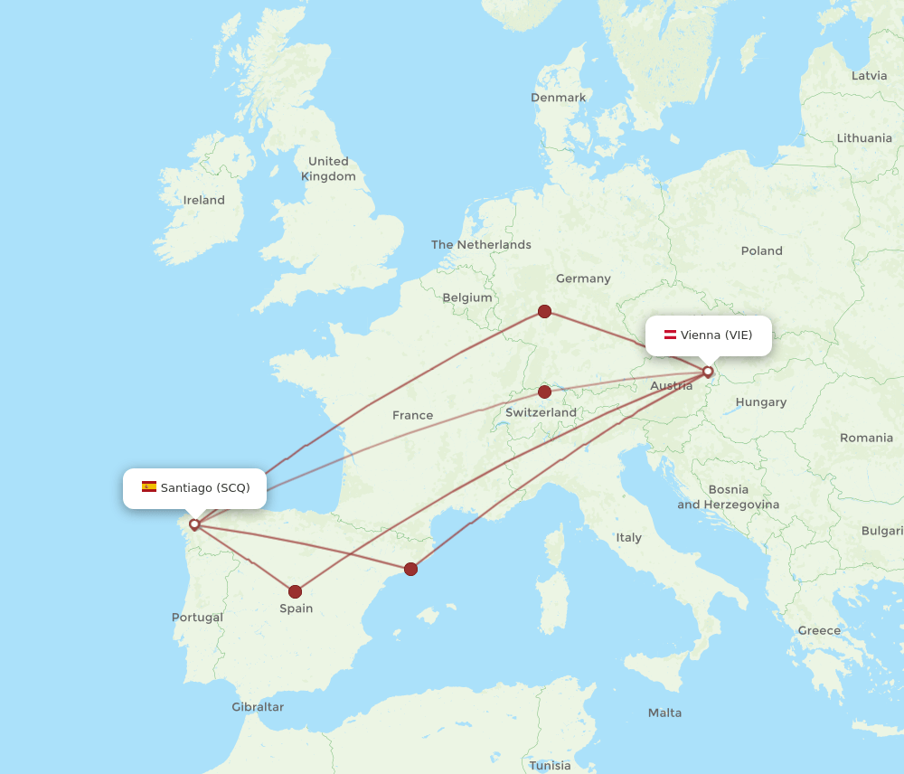 VIE-SCQ flight routes