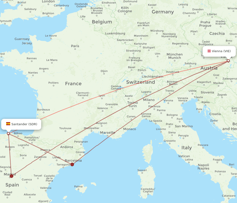 VIE-SDR flight routes