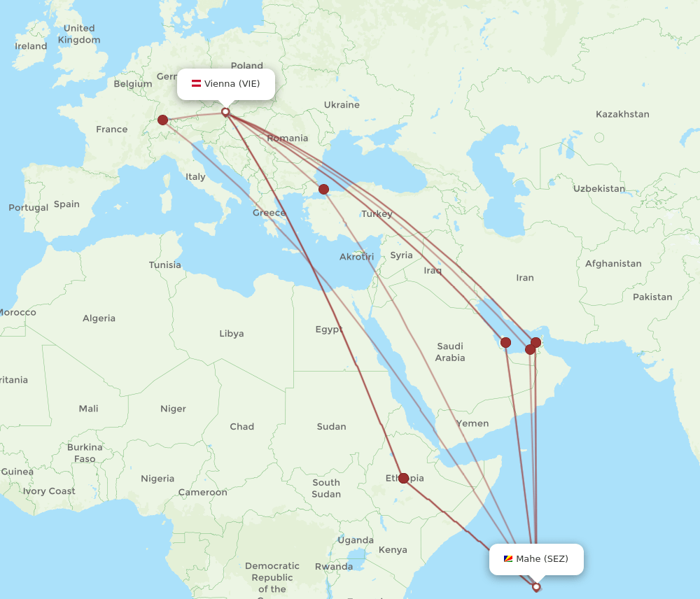 VIE-SEZ flight routes