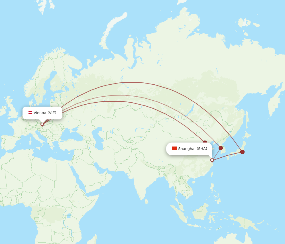 VIE to SHA flights and routes map