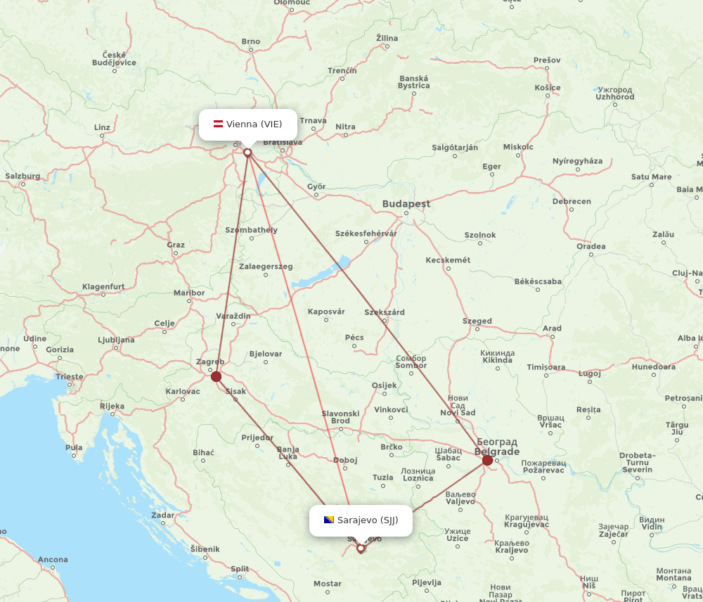 VIE-SJJ flight routes