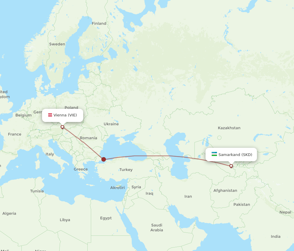 VIE-SKD flight routes