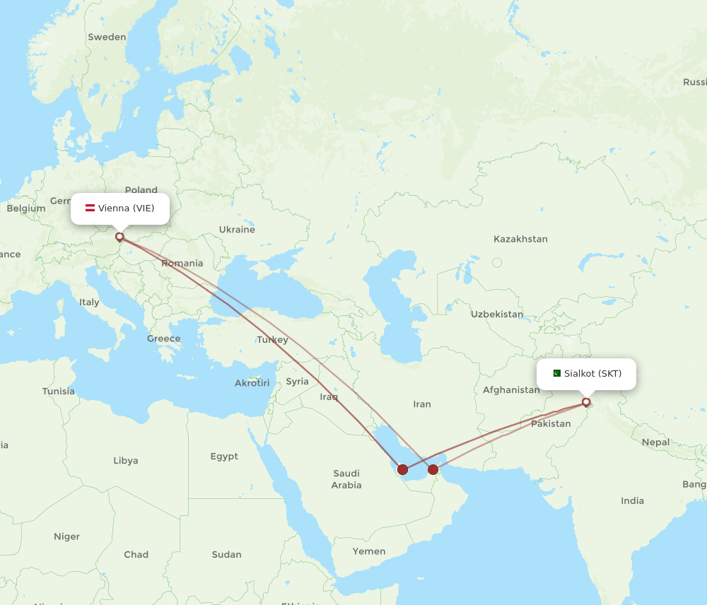 VIE-SKT flight routes