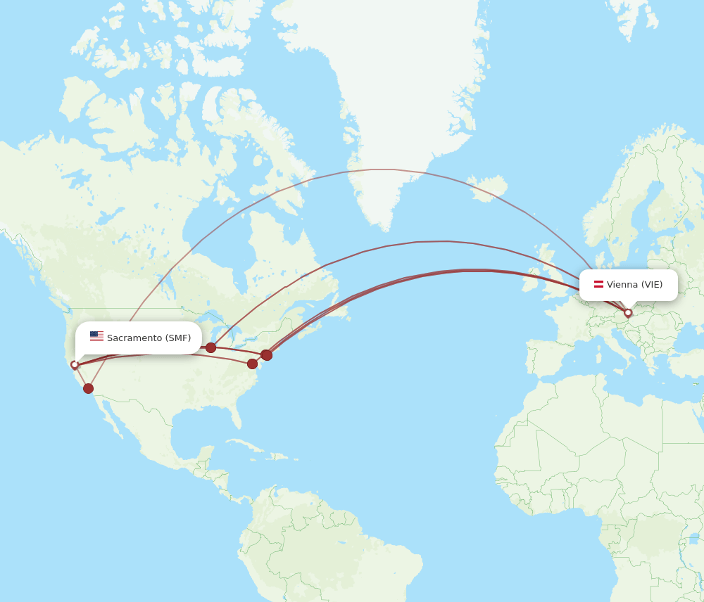 VIE-SMF flight routes