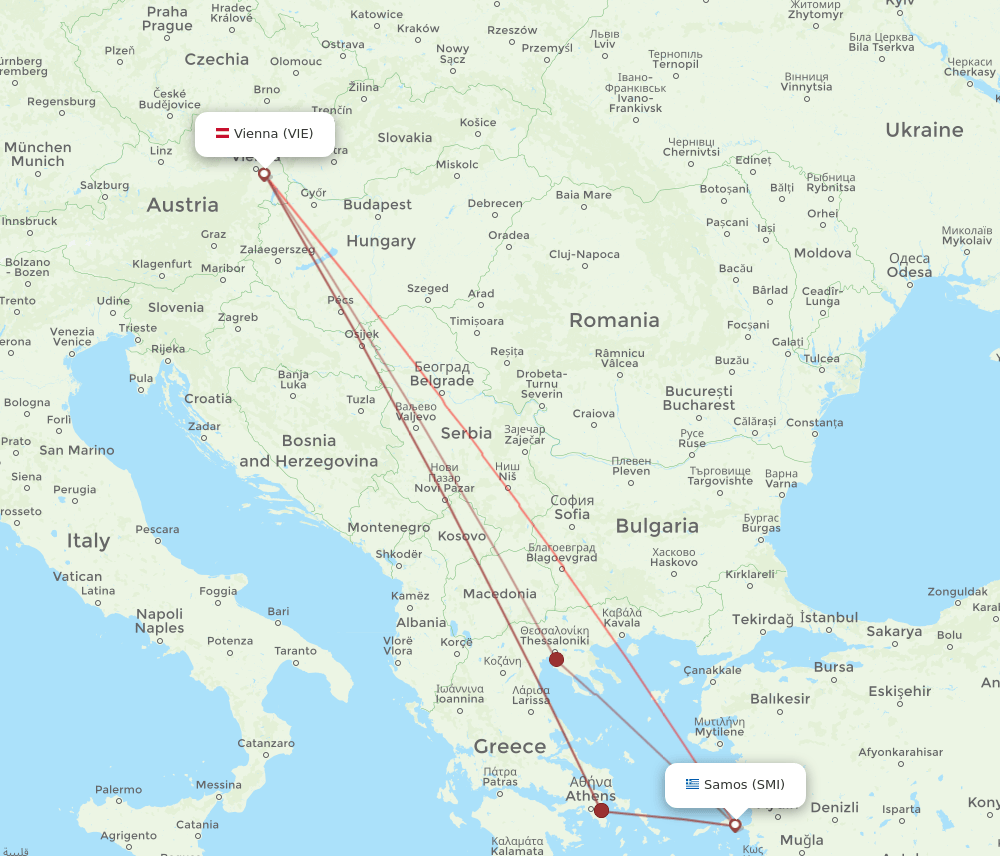 VIE-SMI flight routes