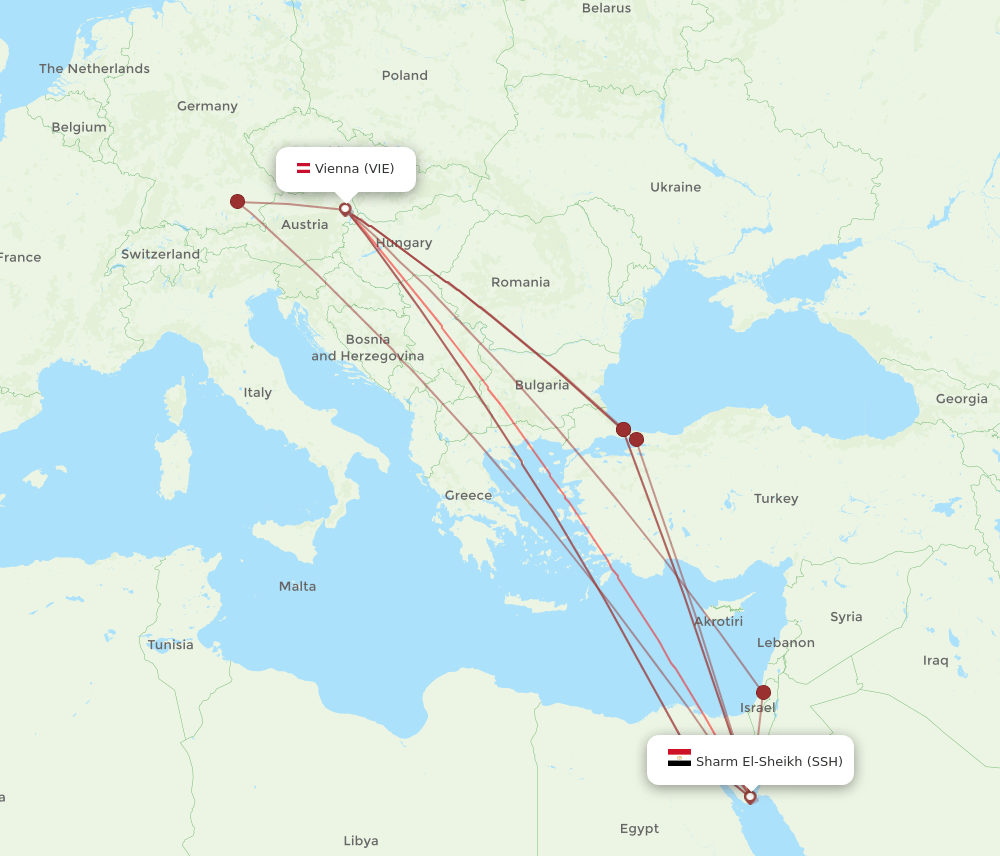 VIE-SSH flight routes