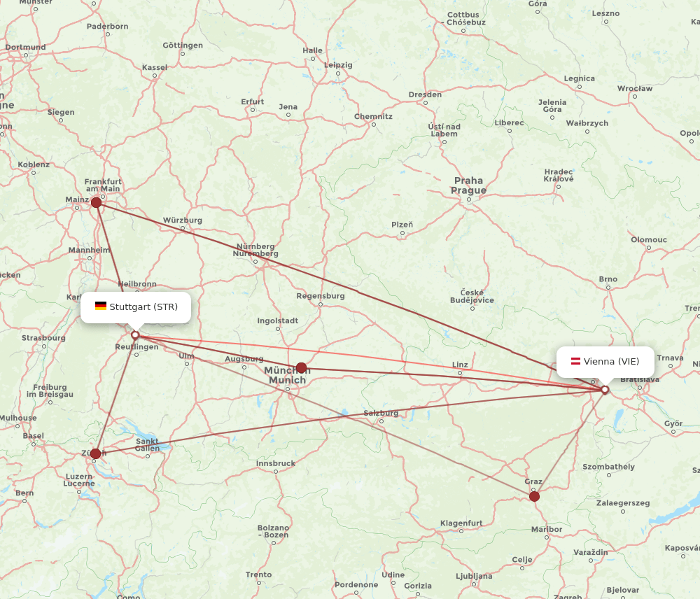 VIE to STR flights and routes map