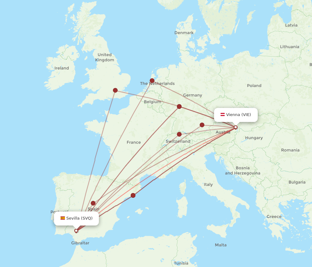 VIE to SVQ flights and routes map
