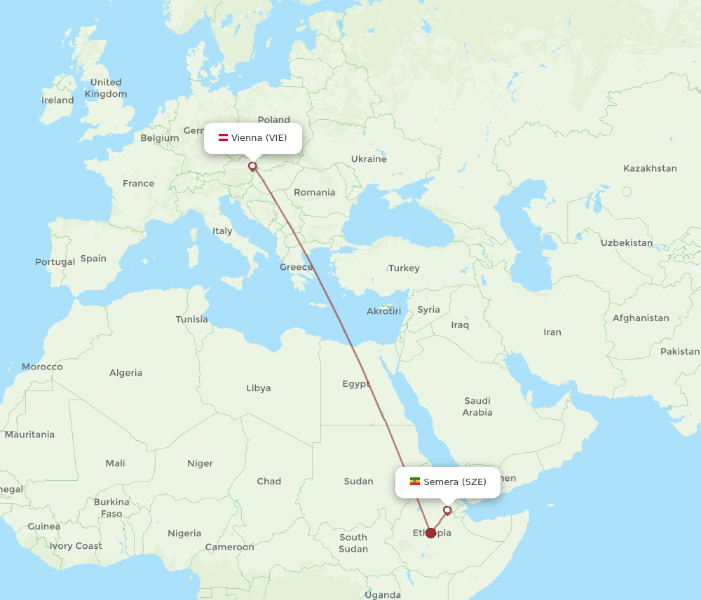 VIE-SZE flight routes