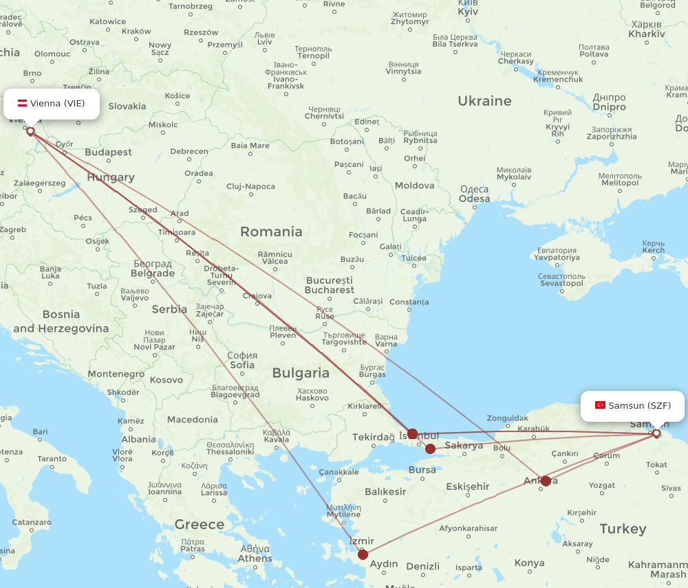 VIE-SZF flight routes