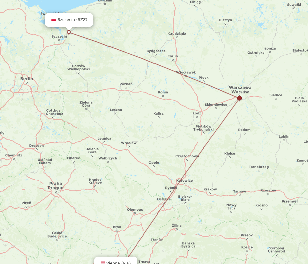 VIE-SZZ flight routes