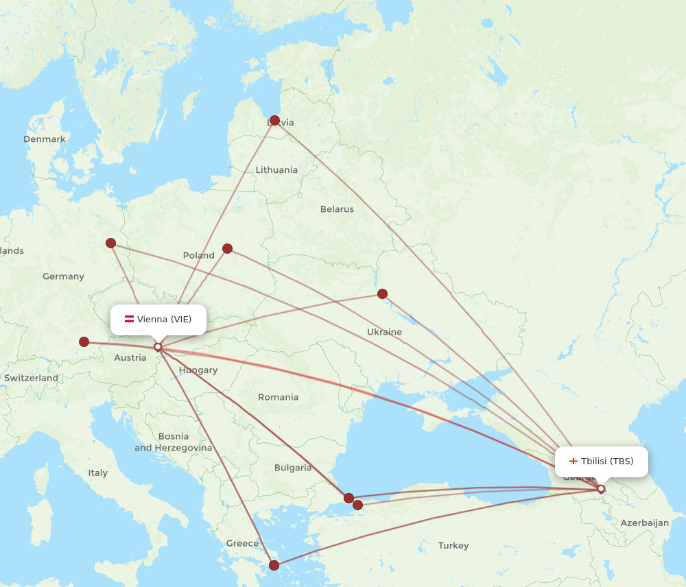 VIE to TBS flights and routes map