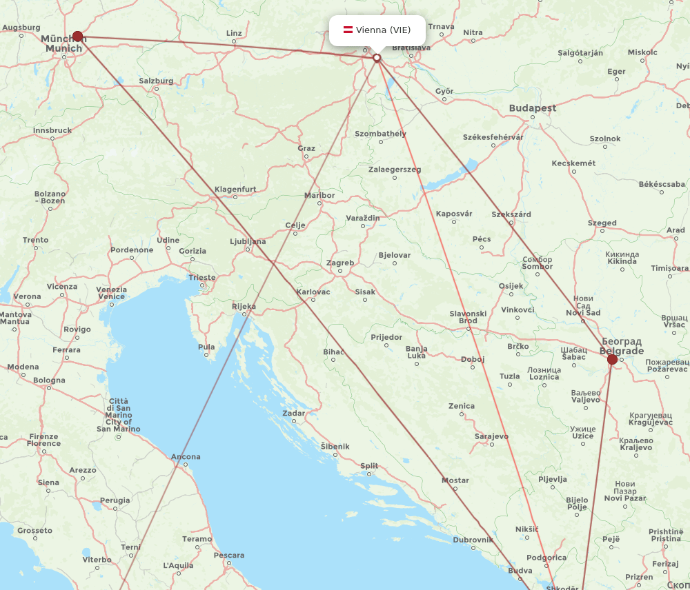 VIE-TIA flight routes