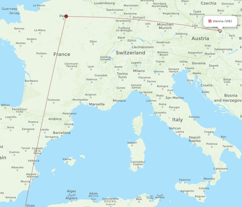 VIE to TLM flights and routes map