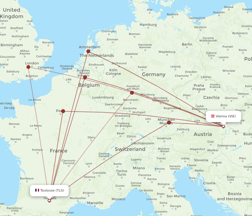 VIE-TLS flight routes