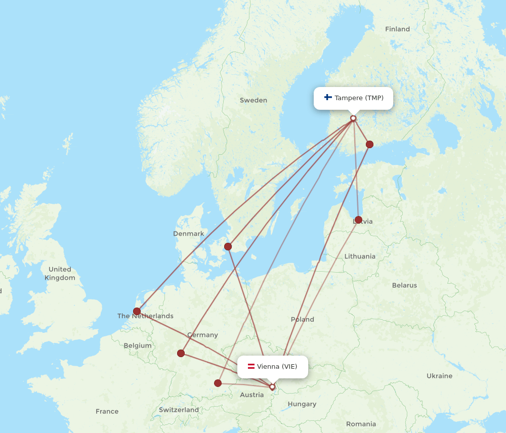 VIE-TMP flight routes