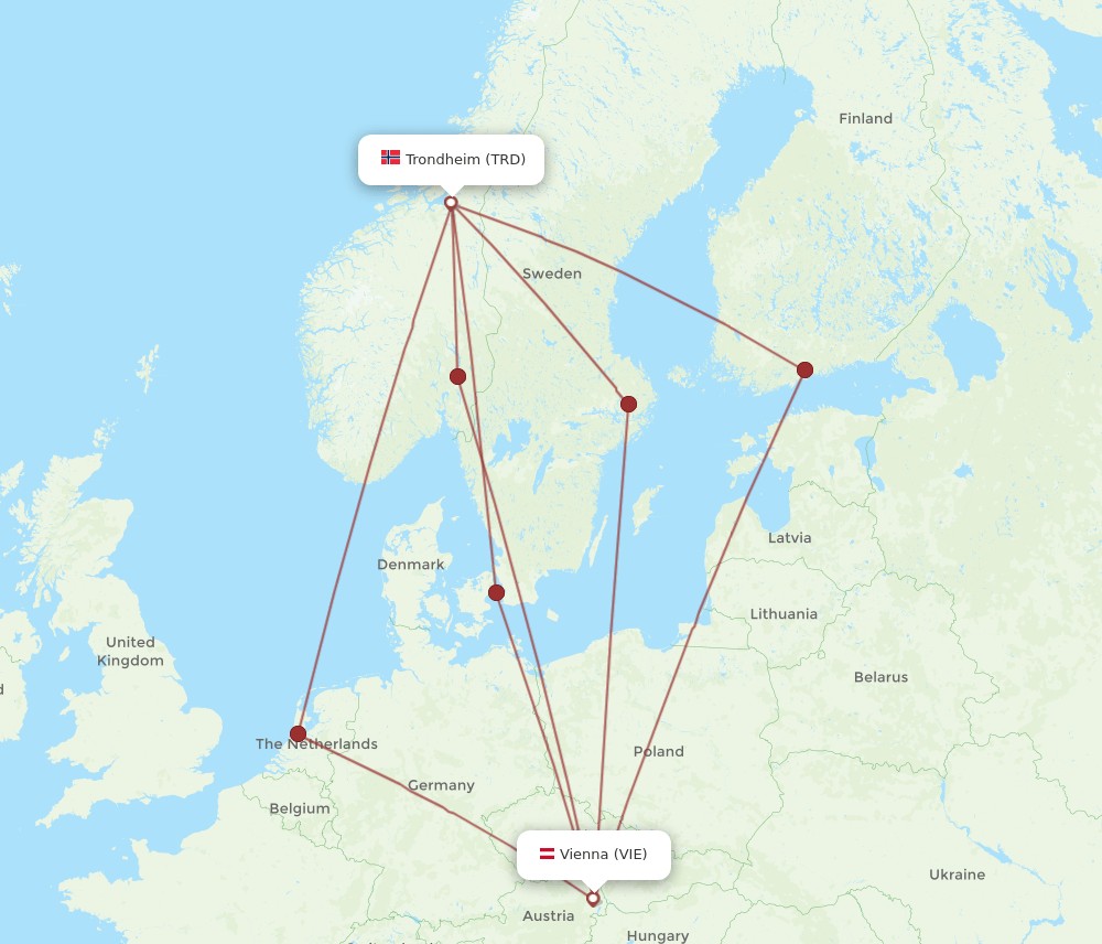 VIE-TRD flight routes