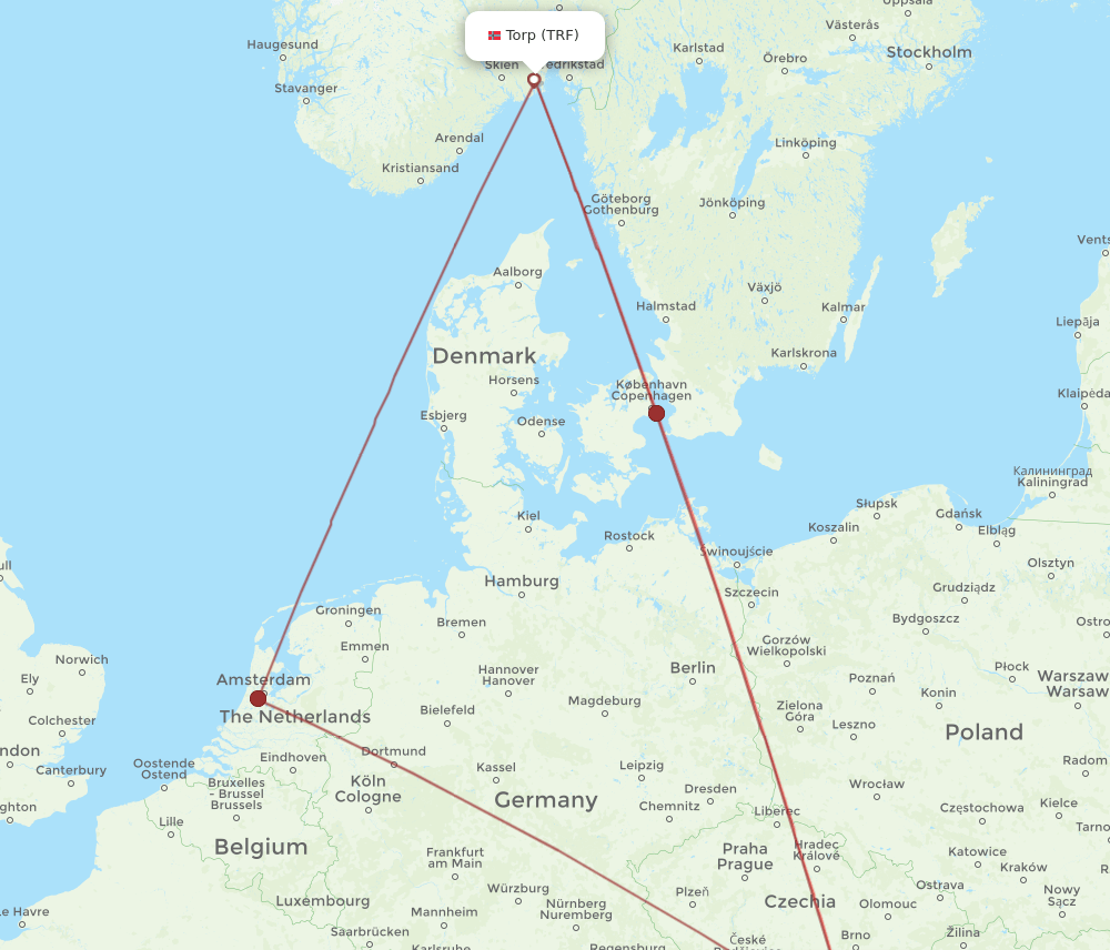 VIE to TRF flights and routes map