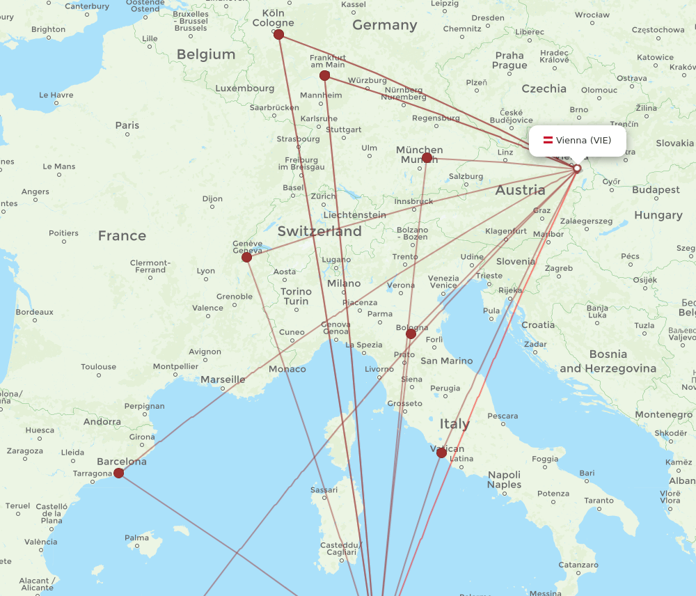 VIE-TUN flight routes