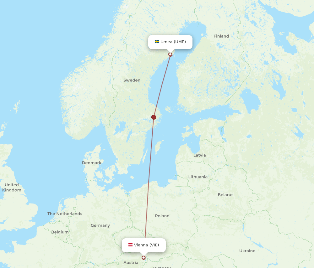 VIE to UME flights and routes map