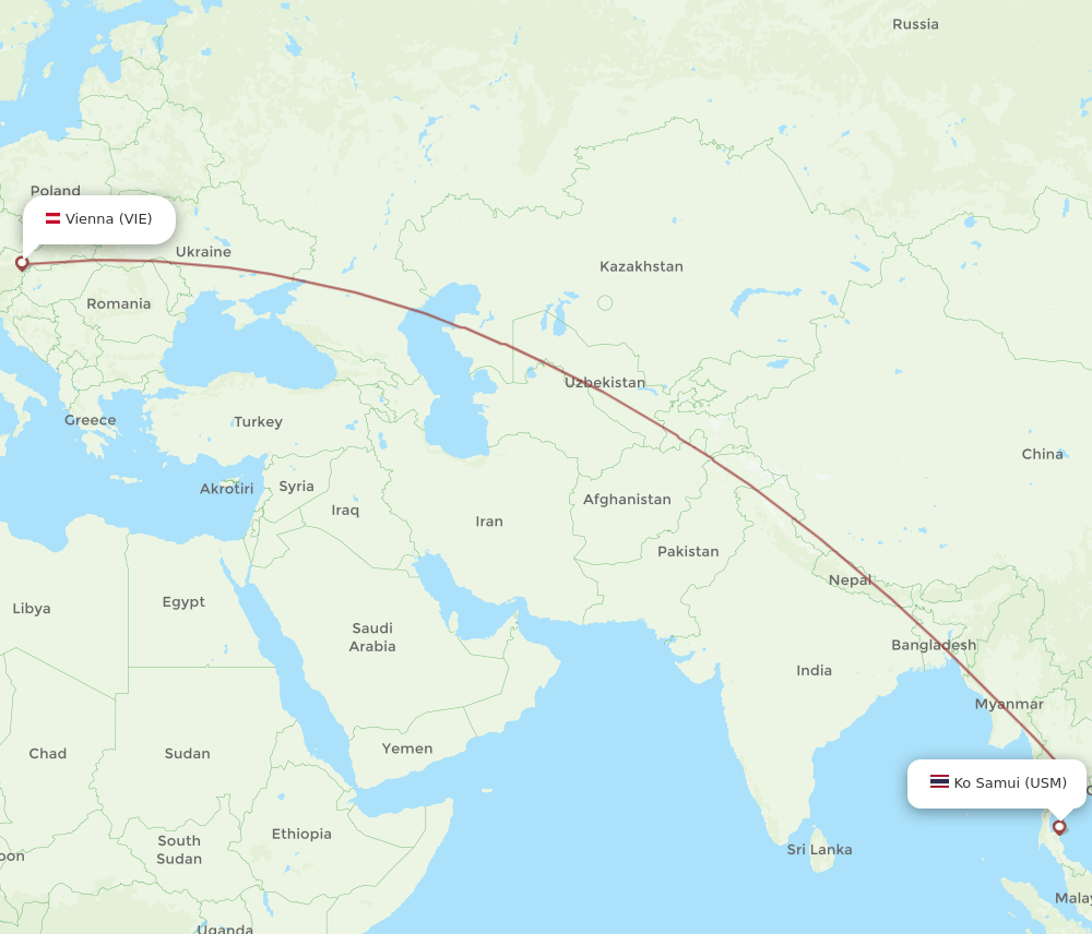 VIE to USM flights and routes map