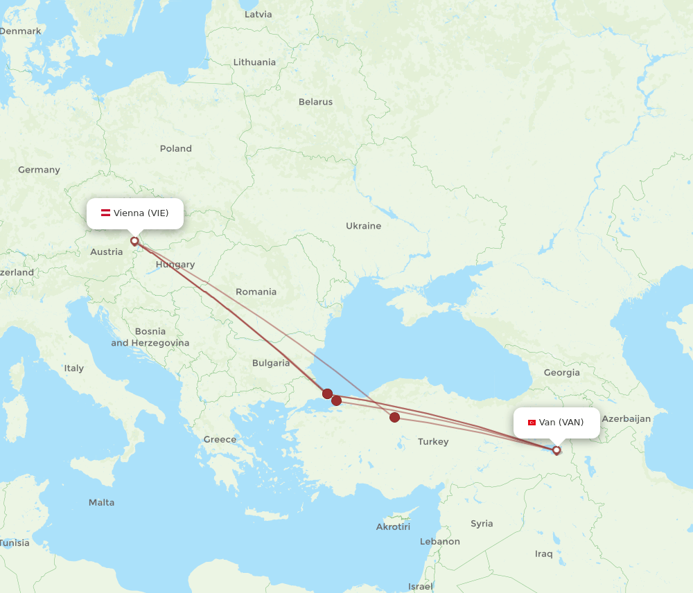 VIE-VAN flight routes