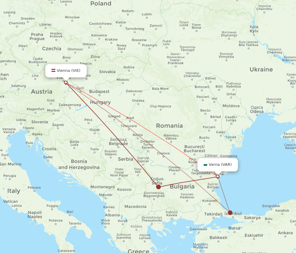 VIE-VAR flight routes