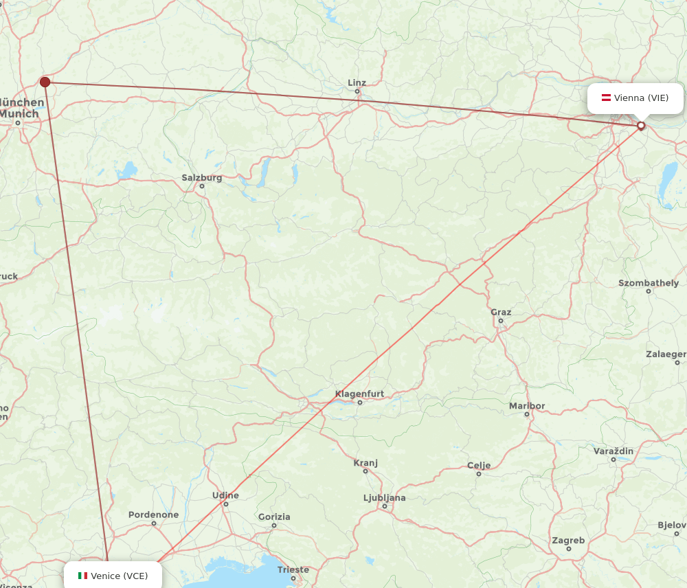 VIE-VCE flight routes