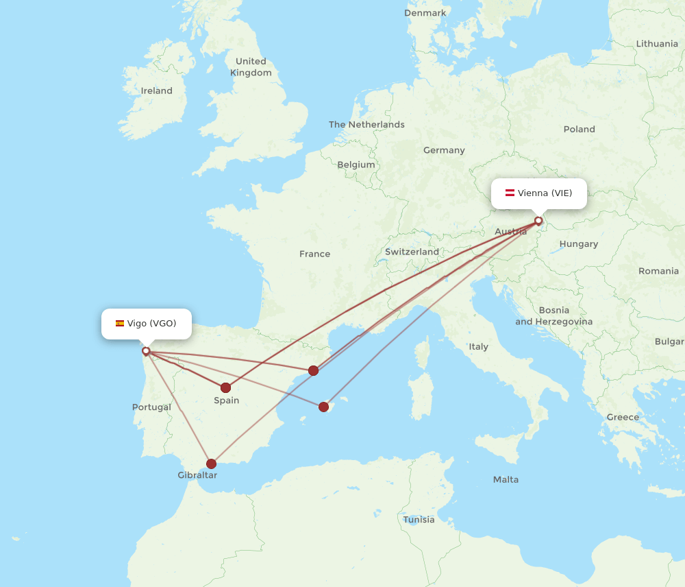 VIE-VGO flight routes
