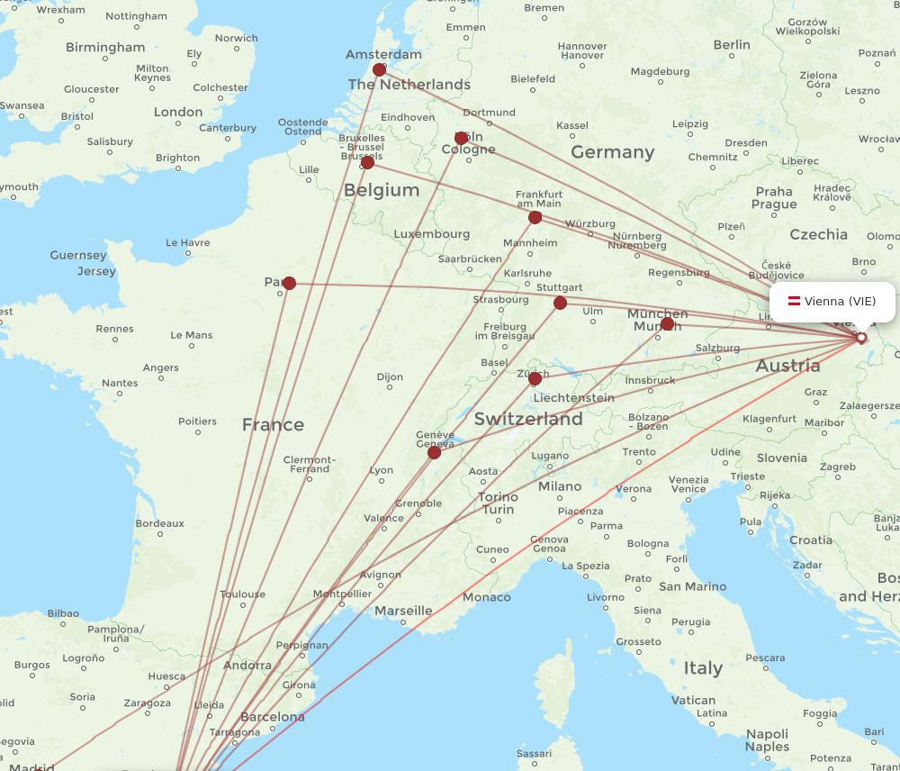 VIE to VLC flights and routes map