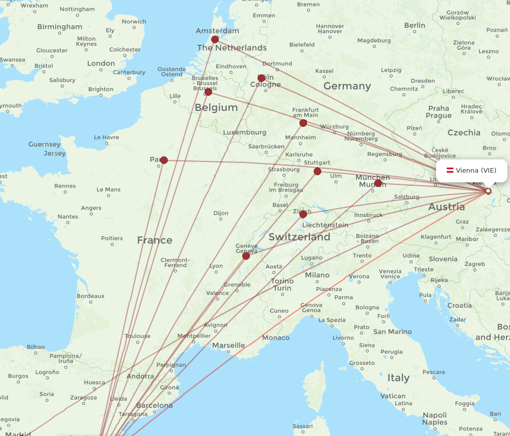 VIE-VLC flight routes