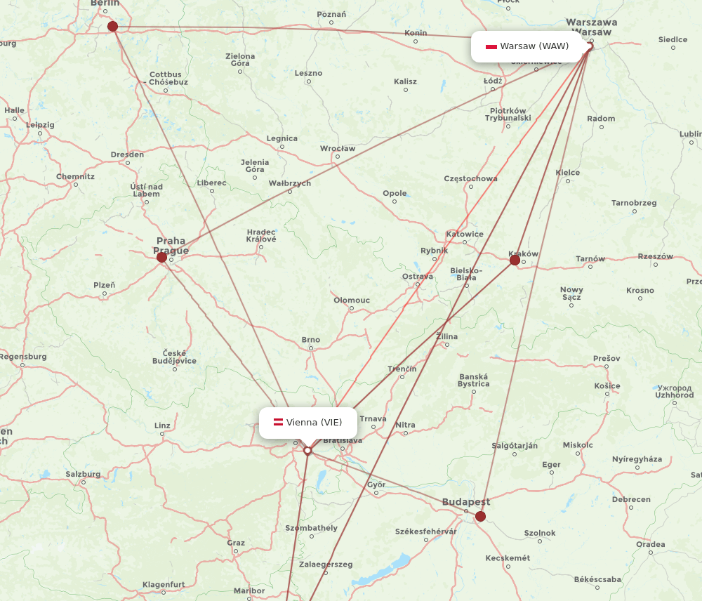 VIE-WAW flight routes