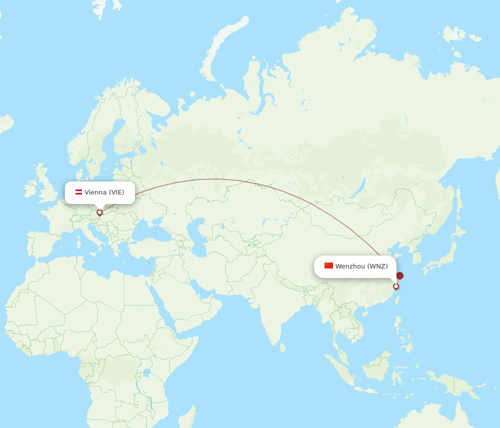 VIE to WNZ flights and routes map