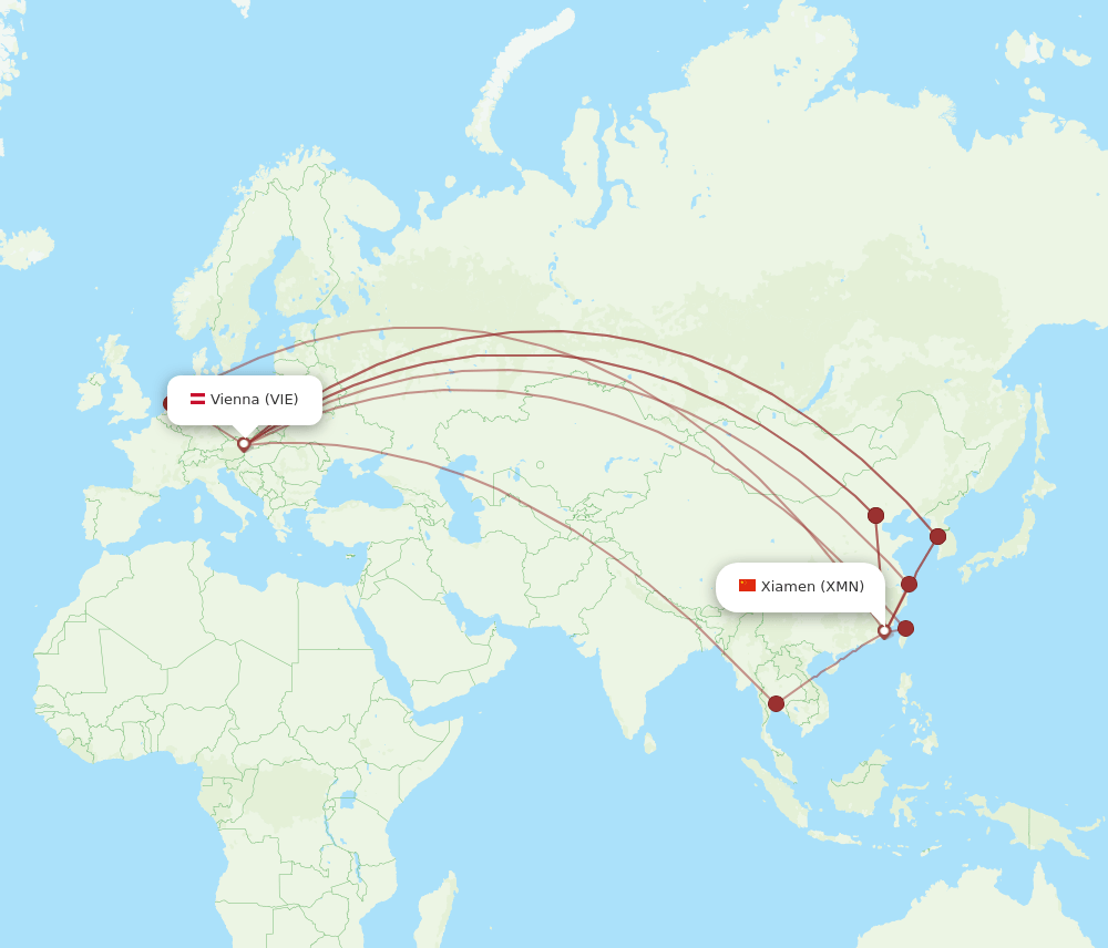 VIE-XMN flight routes