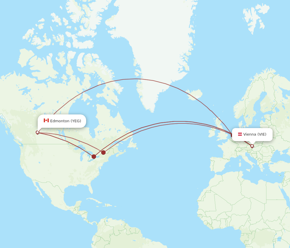 VIE-YEG flight routes