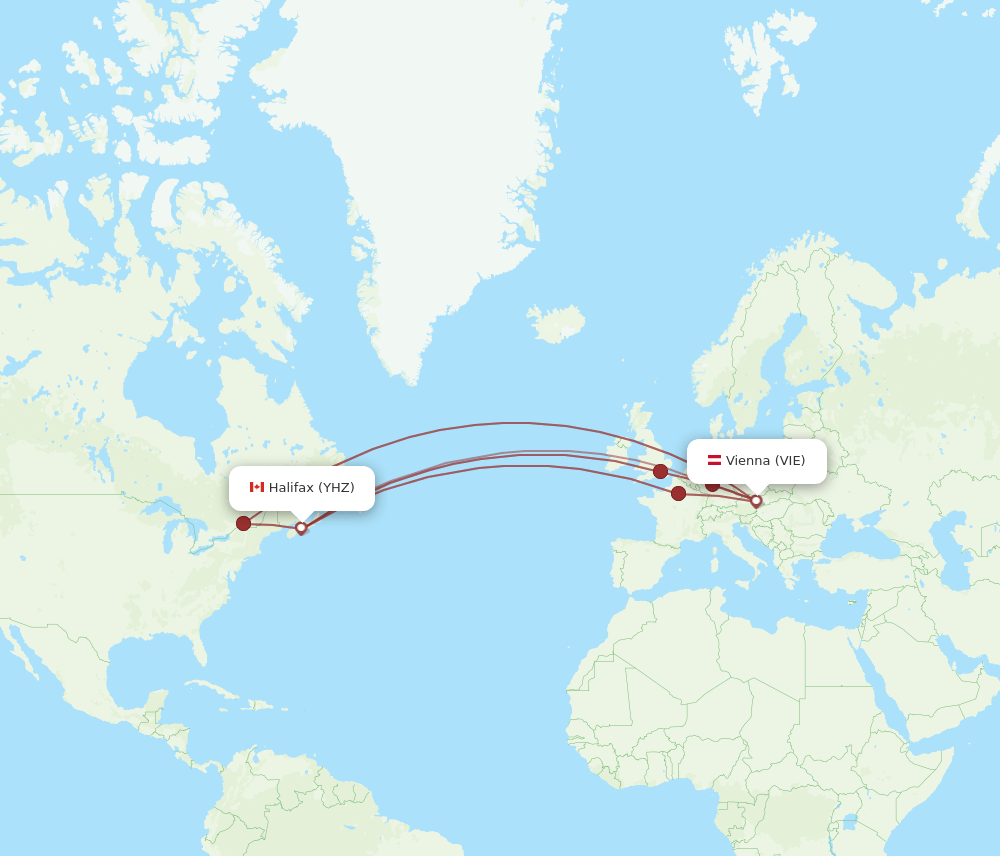 VIE-YHZ flight routes