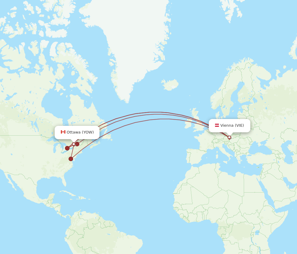 VIE to YOW flights and routes map